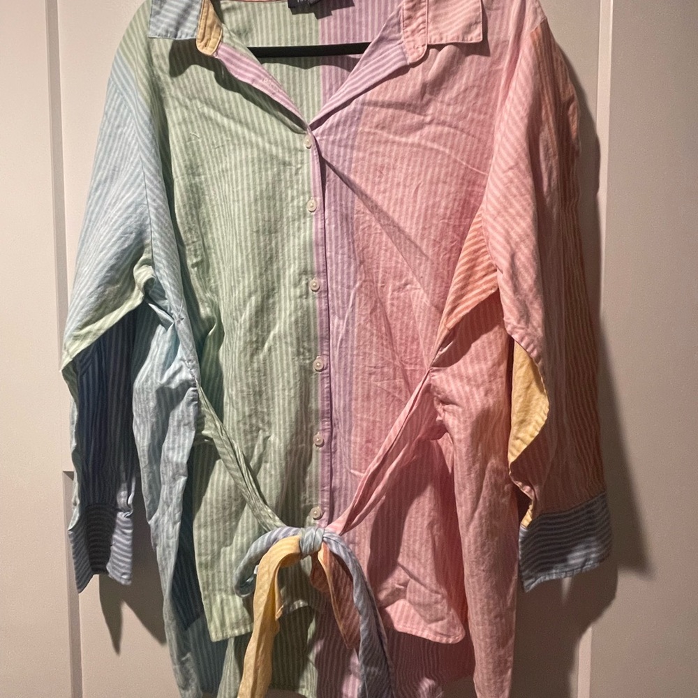 Tommy Hilfiger Pastel Multicolor Striped Button-Down Shirt